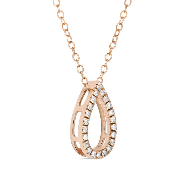 1/6ct - 1ct TDW 14K Gold Open Pear Diamond Pendant Necklace for Women