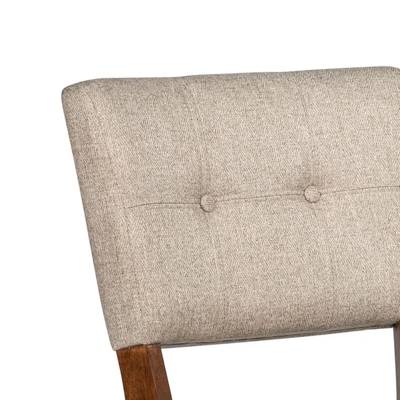 Goko Dining Chair Set of 2, Earthy Yellow Tufted Backrest, Brown Wood