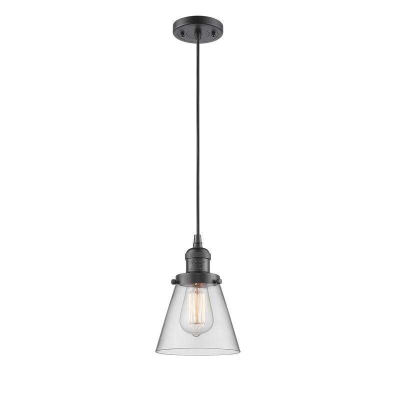 Innovations Lighting Franklin Restoration Cone - 1 Light 6" Cord Hung Mini Pendant - Clear/Oil Rubbed Bronze