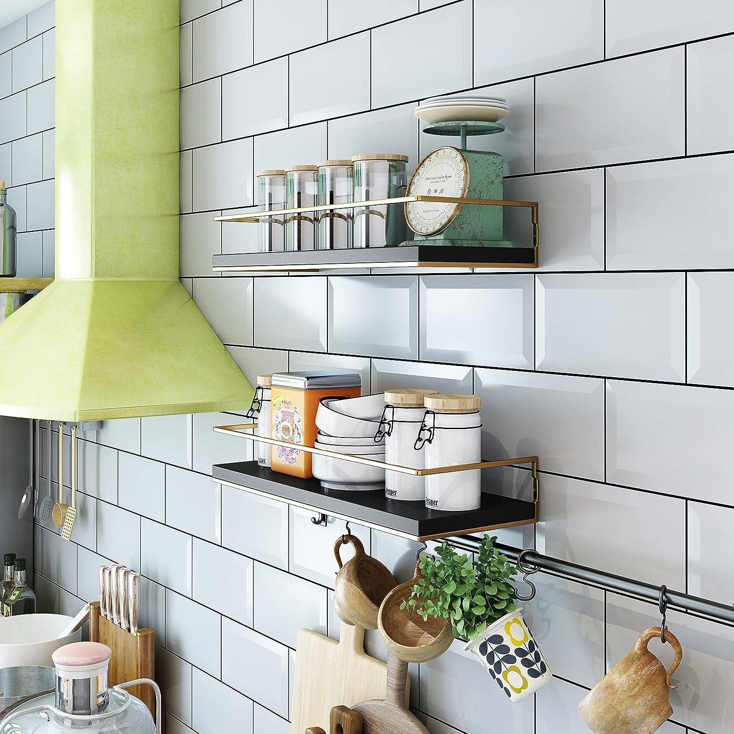 Floating Shelves Wall Mounted Hanging Shelves with White Towel