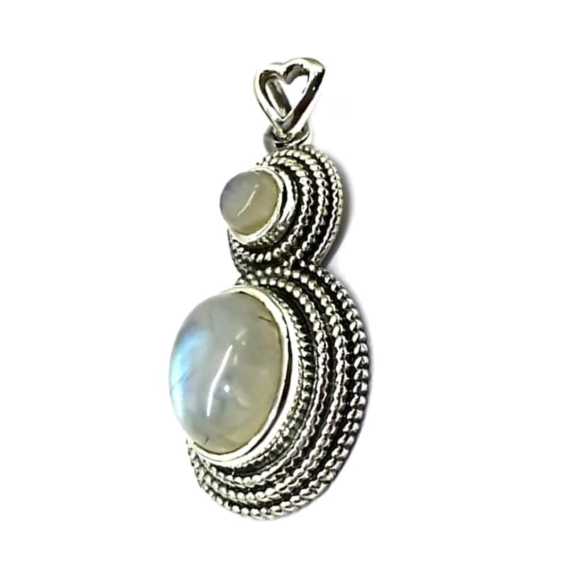 925 Sterling Silver Rainbow Moonstone Classic Pendant