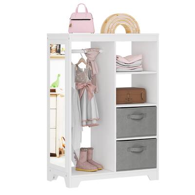 UTEX Kids Dress up Storage with Mirror and Storage Bin,Play Armoire Dresser with Mirror, Pretend Storage Closet