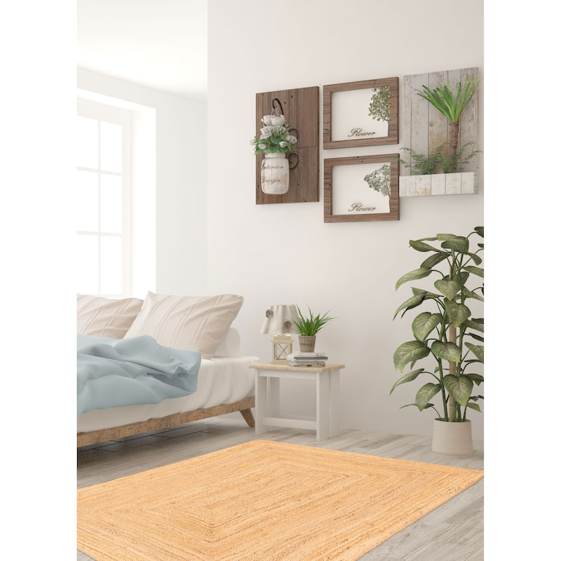 ECARPETGALLERY Braided Weave Palas Denizli Tan Jute Rug - 5'3 x 7'7