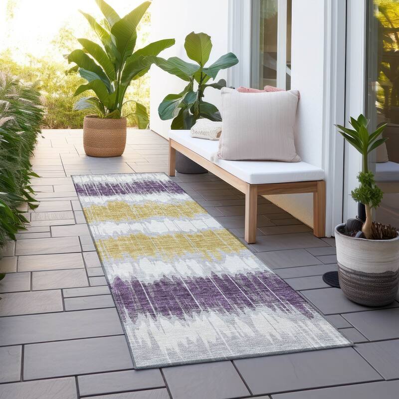 Machine Washable Indoor/ Outdoor Chantille Contemporary Ombre Rug - Silver - 2'3" x 7'6"