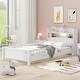 preview thumbnail 3 of 22, Traditional Modern Style Twin Size Wood Platform Bed with Guardrail,Storage Headboard with Built-in LED Light