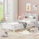 preview thumbnail 3 of 10, Twin Size Wood Platform Bed with LED Light and Storage Headboard, White