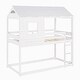 preview thumbnail 4 of 7, Modern Twin Over Twin Bunk Bed Wood Loft Bed with Window, Full-length Guardrail, Ladder Roof