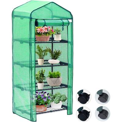 Mini Greenhouse for Indoor Outdoor, Small Plant Greenhouses 4 Tier Rack Stands, Portable Heavy Duty Garden Greenhouse