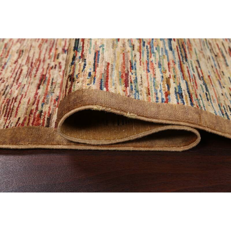 Contemporary Gabbeh Kashkoli Striped Area Rug Hand-knotted Wool Carpet - 3'8" x 6'6"