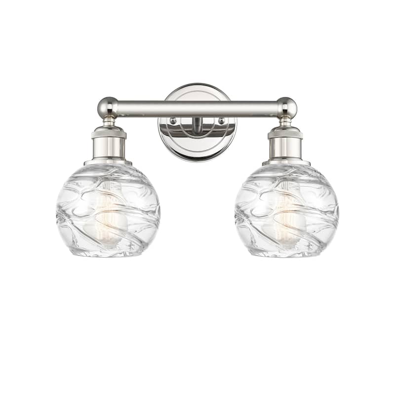 Innovations Lighting 616-2W-11-15 Athens Vanity Athens Deco Swirl 2 - Polished Nickel / Clear Deco Swirl