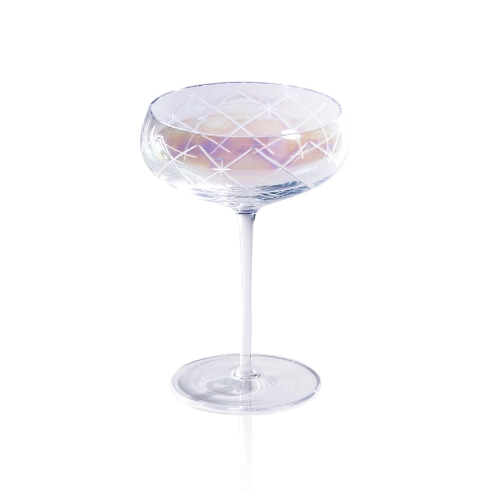 Audrey 4-Piece Set Hand Etched Coupe Glasses