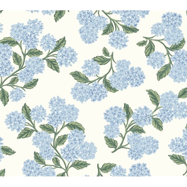 slide 2 of 7, Hydrangea Blue and White Peel and Stick Wallpaper