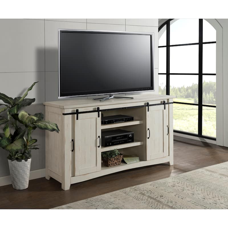 Rustic Farmhouse 65-Inch Wide Solid Wood TV Stand
