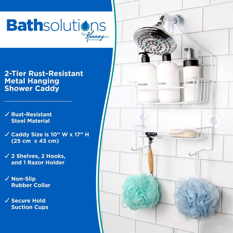 Kenney Rust-Resistant 2-Tier Small Hanging Shower Caddy - White