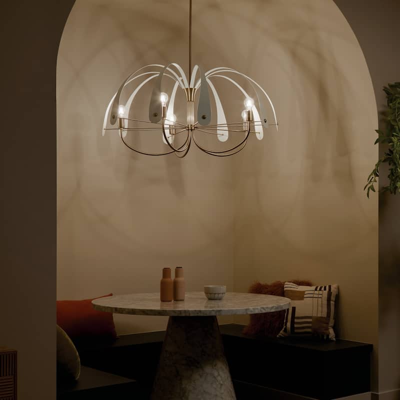 Kichler Lighting Petal 42.5 in. 5-Light Champagne Bronze with Black or White Accent Chandelier