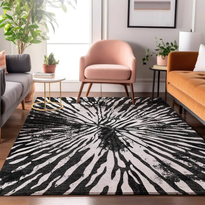 Premium Washable Super Soft Modern Twilight Mayfield Rug - Black - 8' x 10' - Rectangle