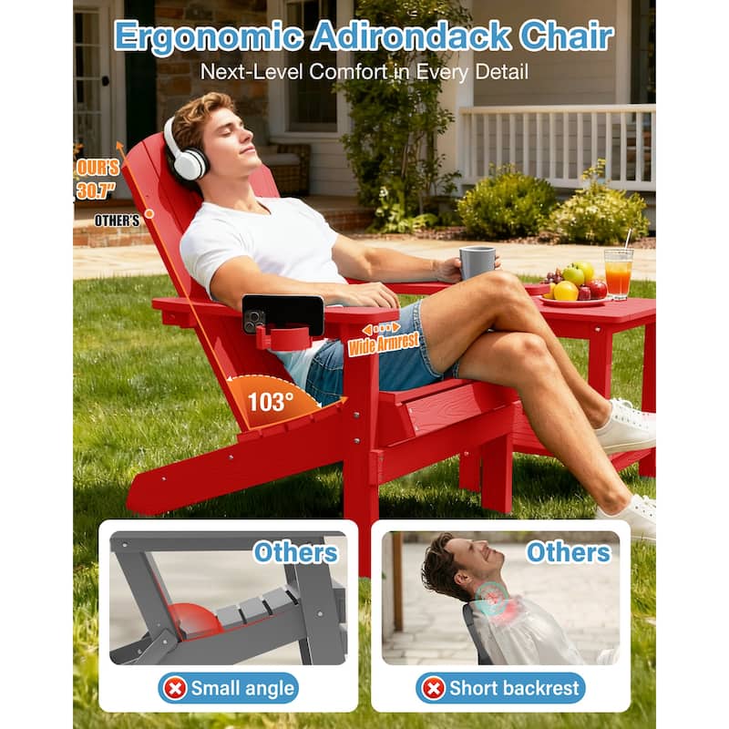 WINSOON All Weather HIPS Outdoor Plastic Adirondack Chair