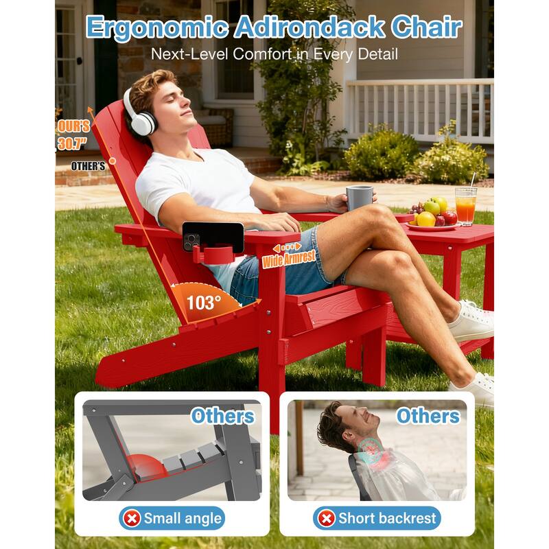 WINSOON All Weather HIPS Outdoor Plastic Adirondack Chairs