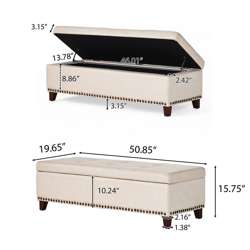 Gavin Tufted Fabric Storage Bench by Christopher Knight Home