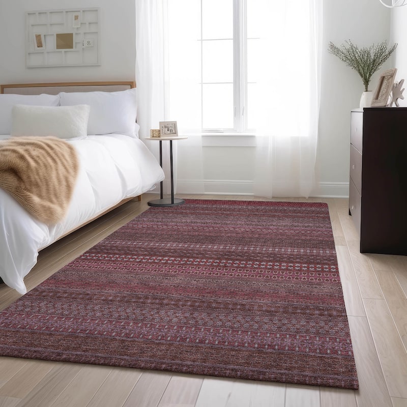 Premium Washable Super Soft Boho Stripes Mayfield Rug - Merlot - 2' 6" x 3' 10" - Rectangle