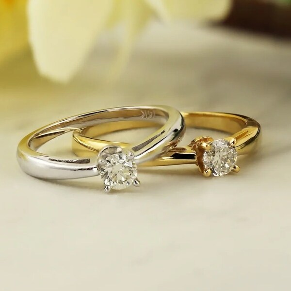 Auriya 14k Gold 1/3ctw Round Solitaire Diamond Engagement Ring