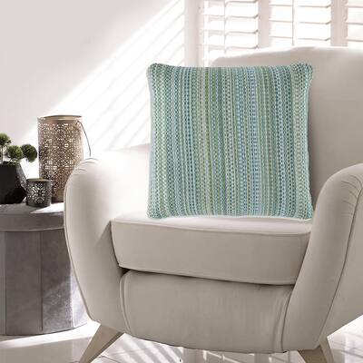 Meya 18 Inch Accent Pillow Set of 4, Indoor Outdoor Striped Green Acrylic