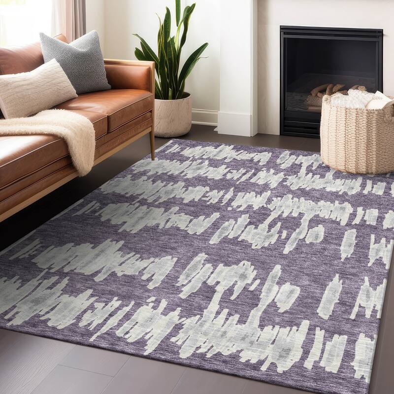 Machine Washable Indoor/ Outdoor Chantille Abstract Contemporary Rug