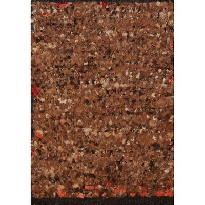 Brown Abstract Moroccan Indian Accent Rug Hand-Knotted Wool Carpet - 2'0"x 3'0"