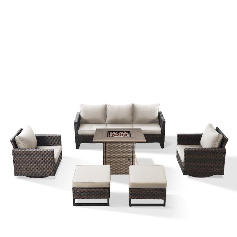 Outdoor Pocassy Sofa Chairs Set with Fire Table