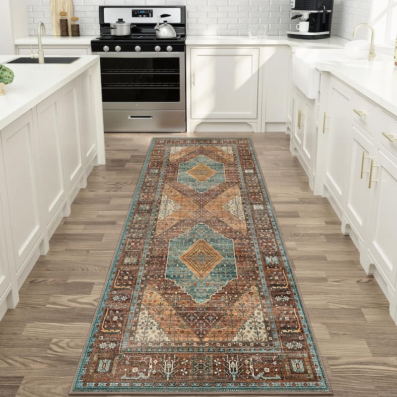 Mcow Low Pile Machine Washable Non-Slip Area Rug - Red - 4'X6' - Rectangle