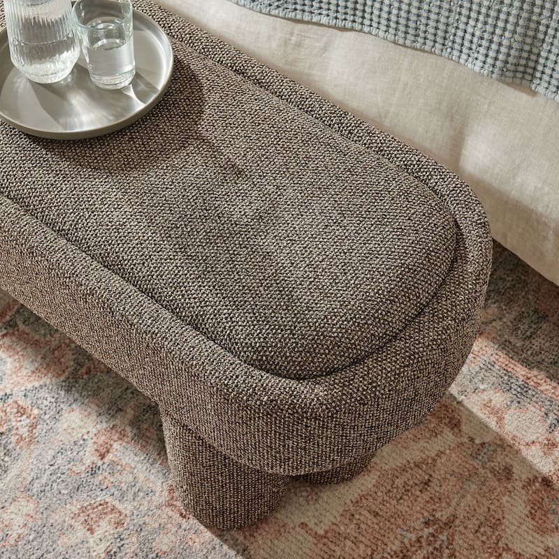 Mossi 52-Inch Oval Boucle Fabric Bench
