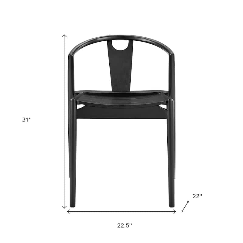 HomeRoots Black Solid Wood Open Back Dining Side Chair - 22.50 in. x 31.00 in. x 22.00 in.