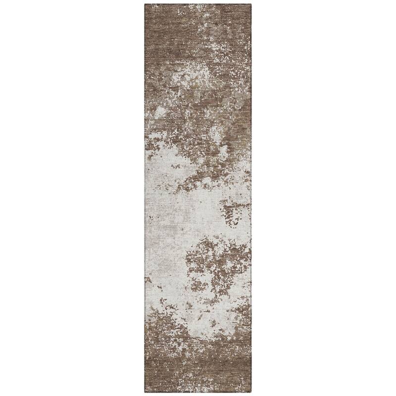Machine Washable Indoor/ Outdoor Abstract Pixels Chantille Rug