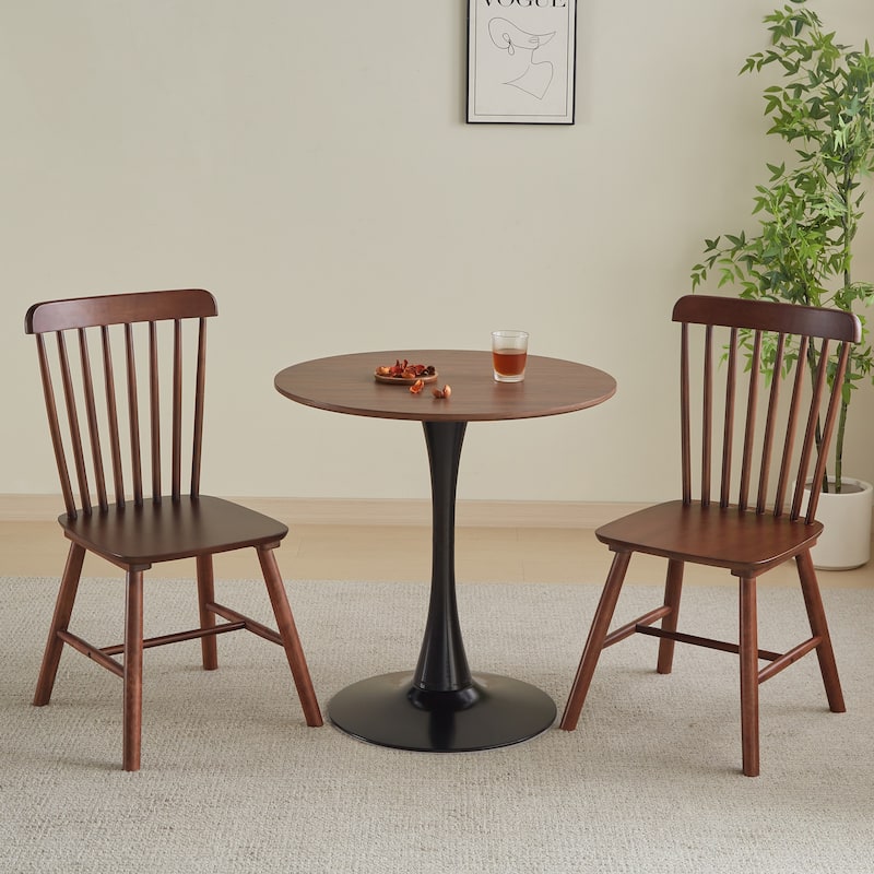 31.5"Round Dining Table For 2-4 People With Walnut Top, Mid-century Walnut Tulip Kitchen Table, Pedestal Table