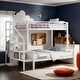 preview thumbnail 1 of 20, Twin over Full Size Metal Bunk Bed with Wardrobe White