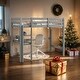 preview thumbnail 2 of 7, Elegant Study Twin Loft Bed with built-in desk, Space-saving, Grey