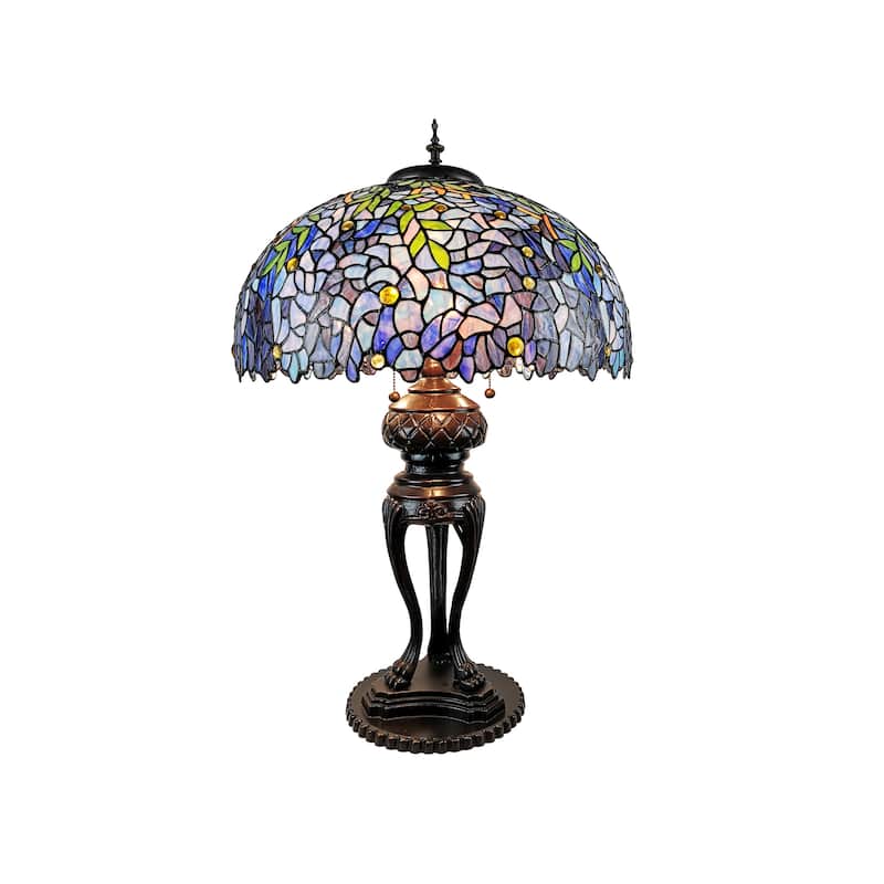 Glacy 20-inch Wisteria Design Stained Glass/Bronze Tiffany-Style Table Lamp