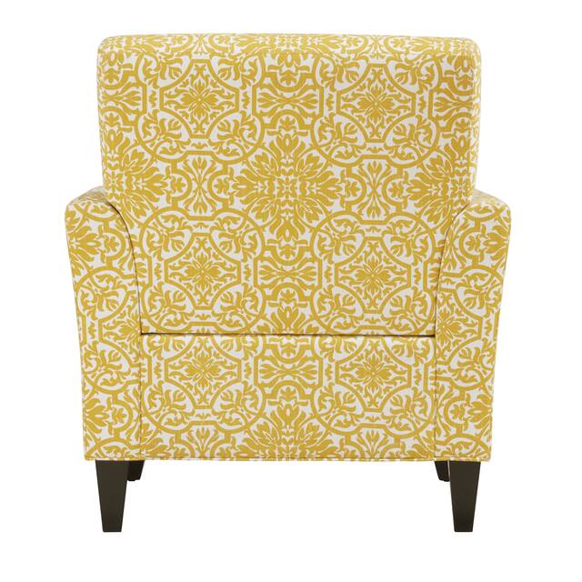 Handy Living Alex Gold Damask Upholstered Arm Chair
