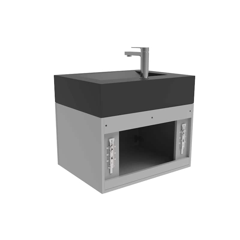 Nile 24-Inch Wall Mounted Bathroom Vanity Set w/ Black Top