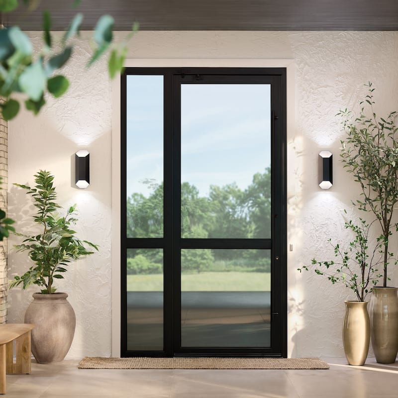 Kichler Lighting Estella 2-Light Integrated LED Black Outdoor Wall Sconce - 16.5
