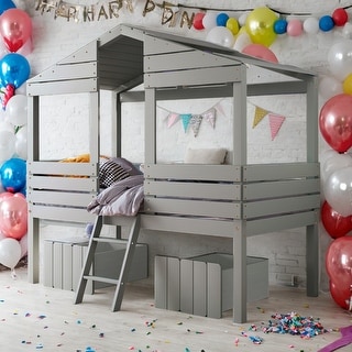 Twin Size Low Loft Bed House Bed With Two Drawers for Home