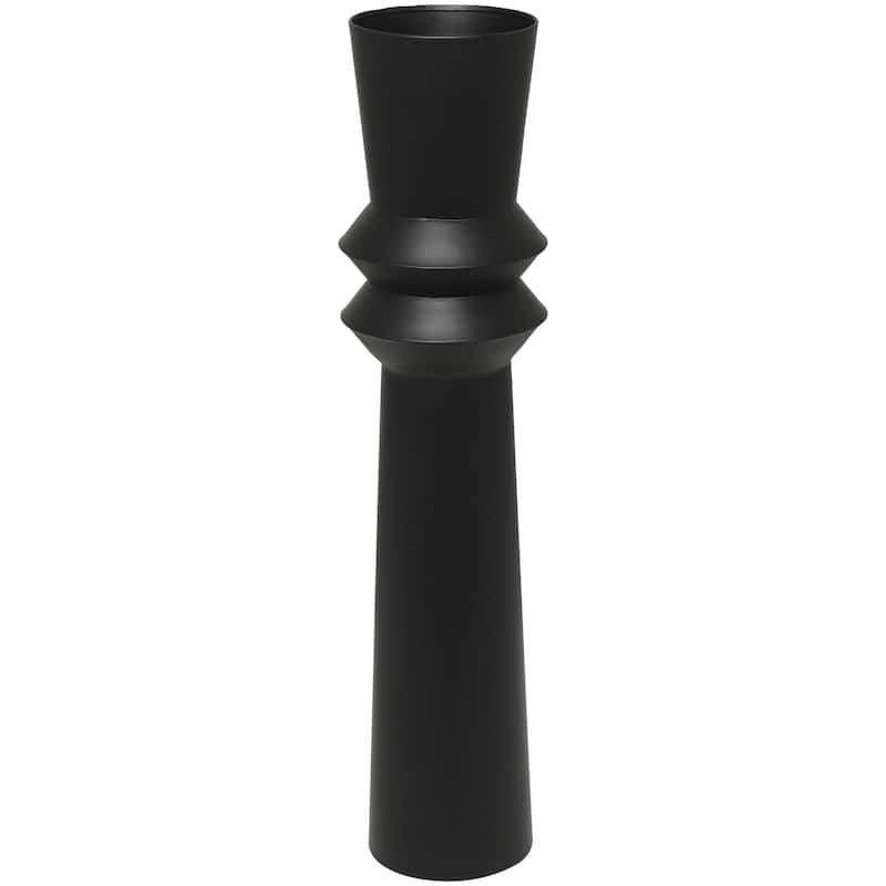 Metal Tall Art Deco Fluted Floor Decorative Vase - Black or Cream - Roche River Decor