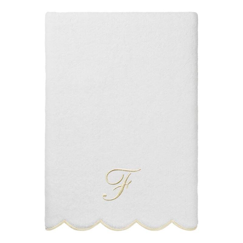 Authentic Hotel and Spa 100% Turkish Cotton Beige ADORNIA Scallop Personalized 3 Piece Towel Set - 3 Piece Set