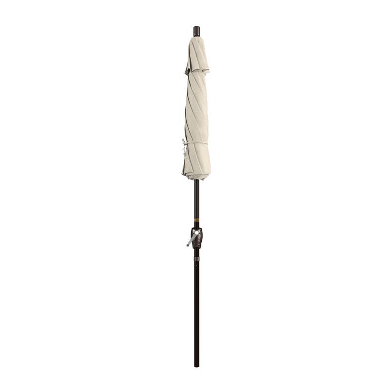 California Umbrella 7.5' Round Crank Lift Push Button Tilt Bronze Aluminum Patio Umbrella with Olefin Royal Blue Fabric