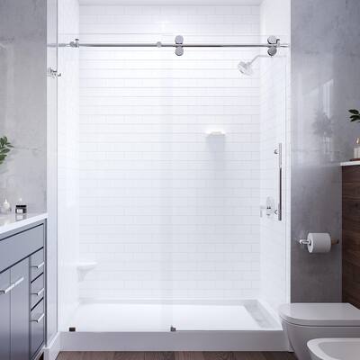 Seawin Briza 56 - 60 x 76 inches Frameless Sliding Shower Door 3/8 in. (10 mm) Clear Tempered Glass with NanoShield Coating