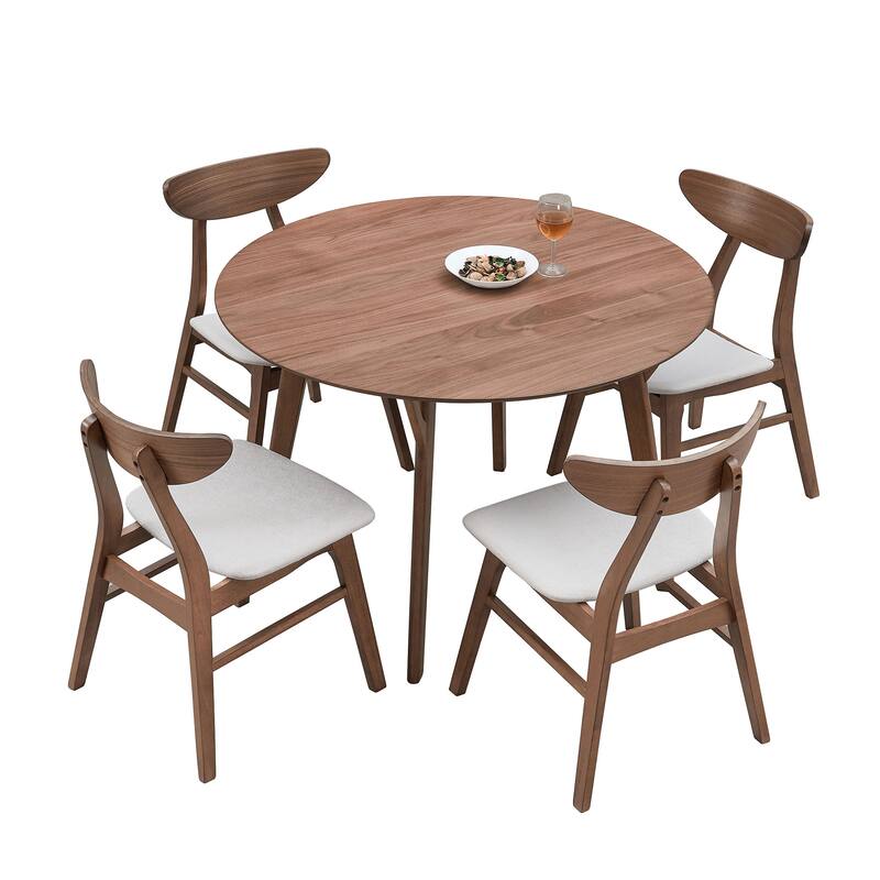 42.01 Inch Saving Place Table,Wooden Dining Table for 4 Persons,Modern Design Round Kitchen Table