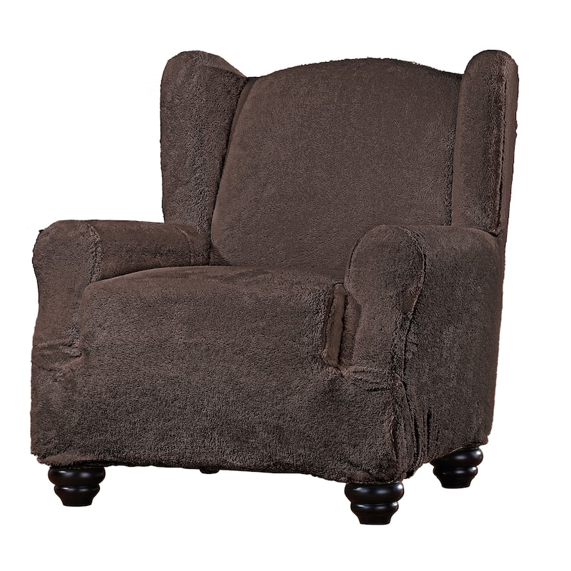 Stretch Sherpa Fleece Furniture Cover - Wing Chair - Bed Bath & Beyond ...