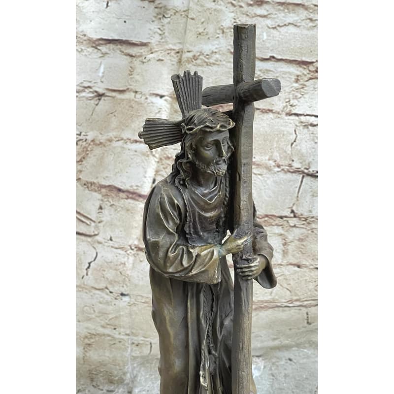 Signed Original Valli Jesus Christ Forced To Carry Cross Bronze Statue Sculpture