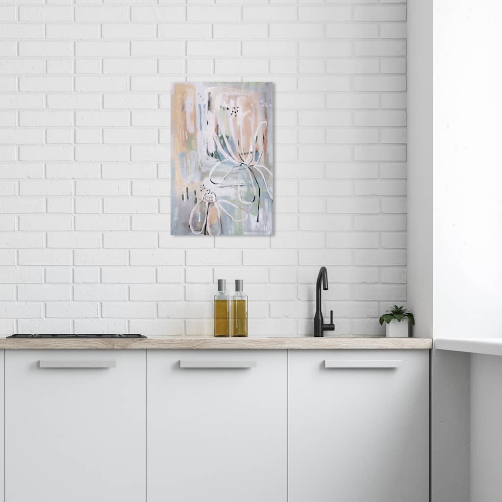 Wynwood Studio Canvas Abstract Floral Pastel Shower Gray and Modern & Contemporary Wall Art Canvas Print