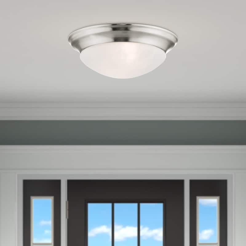 Livex Lighting 2 Light Brushed Nickel Ceiling Mount, 7303-91 - 14"Dia. x 4.75"H